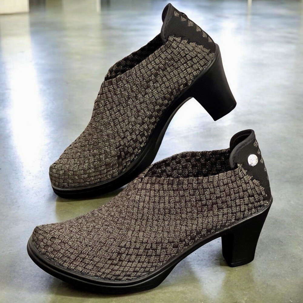 Bernie Mev Chesca Woven Slip On Shoe-Bootie Gold Black Shimmer Size EU 41  US 10